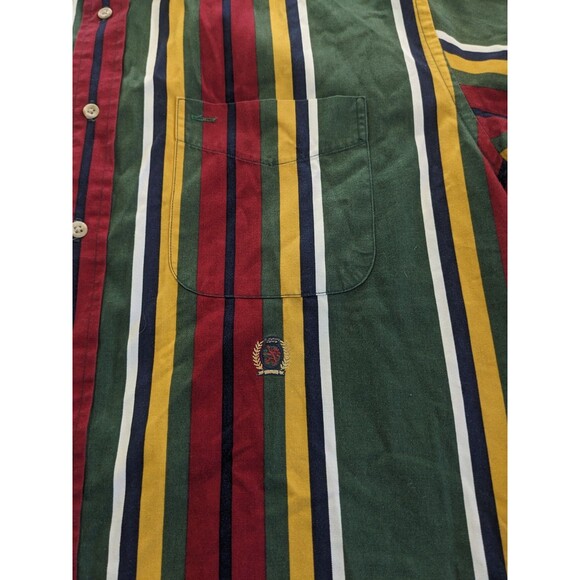 Vtg Y2K 90s Tommy Hilfiger Short Sleeve Button Shirt Multicolor Retro Men’s SZ M - Picture 3 of 11